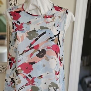 Ann Klein Long hem Floral Tank Sz 8